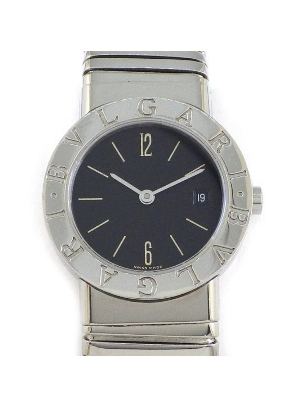 Bvlgari Watch Tubogas Black Dial Date SS Quartz Analog